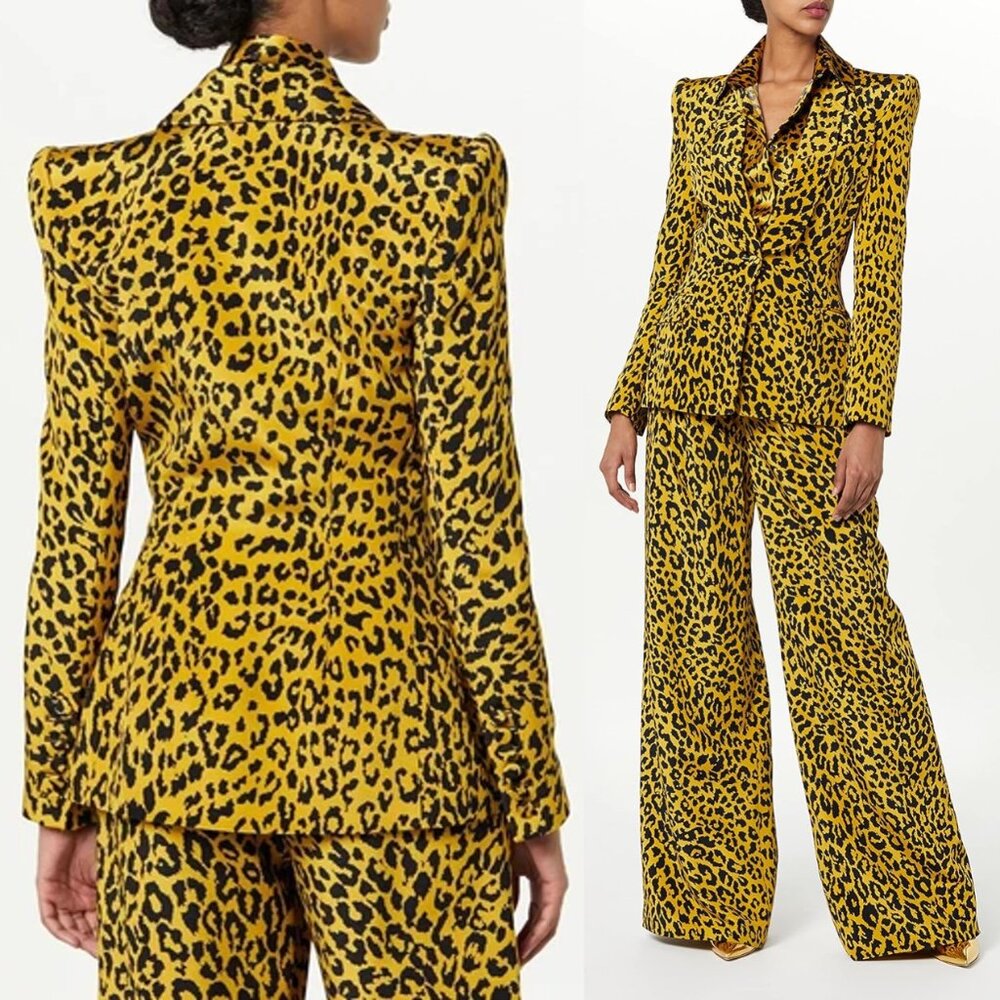 SERGIO HUDSON 100% Silk Cheetah Print Blazer - Picture 3 of 15